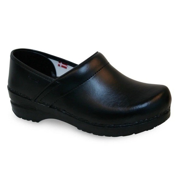 Sanita Pro Cabrio Black Brush Leather Professional Clog Women's EU 37 Wide NEW!! - Picture 2 of 8